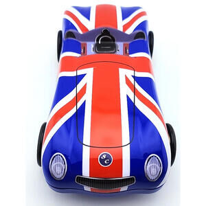 Union Jack Car Tin – Silver Crane British Flag Metal Cookie/Fudge Container